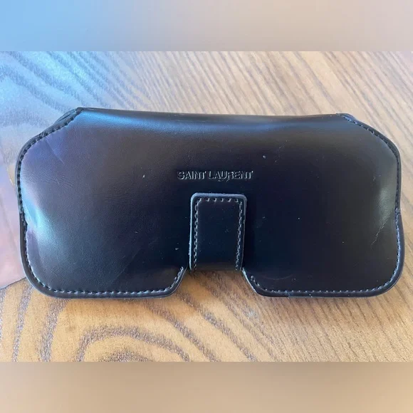 Vintage Saint Laurent Clear Tan Sunglasses with leather case - Picture 6 of 7